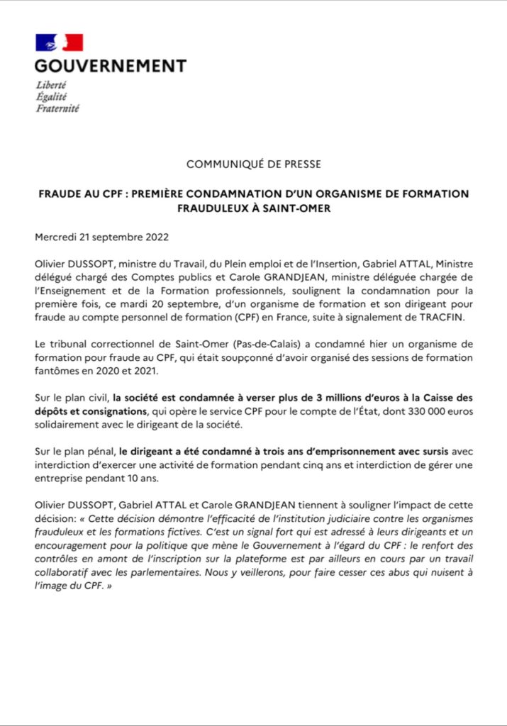 cpf sanction escroquerie